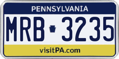 PA license plate MRB3235