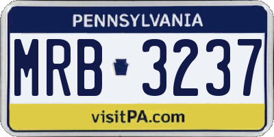 PA license plate MRB3237