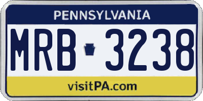 PA license plate MRB3238