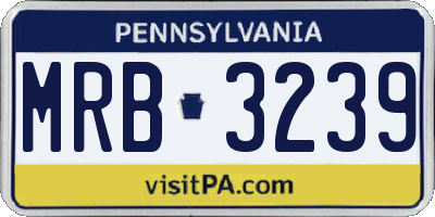 PA license plate MRB3239