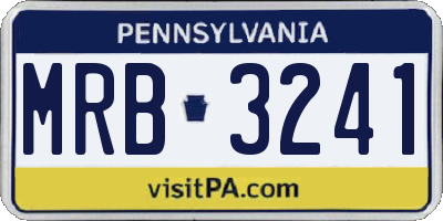 PA license plate MRB3241