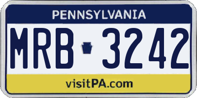 PA license plate MRB3242
