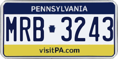 PA license plate MRB3243
