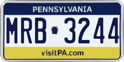 PA license plate MRB3244