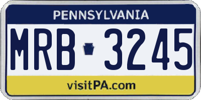 PA license plate MRB3245