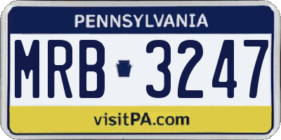PA license plate MRB3247