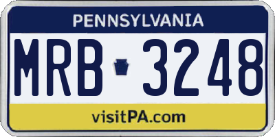 PA license plate MRB3248