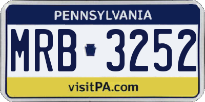 PA license plate MRB3252