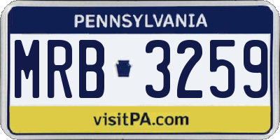 PA license plate MRB3259