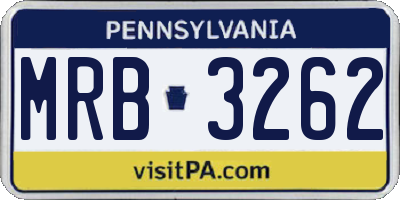 PA license plate MRB3262