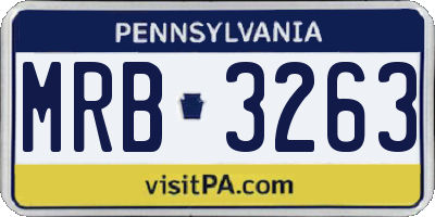 PA license plate MRB3263