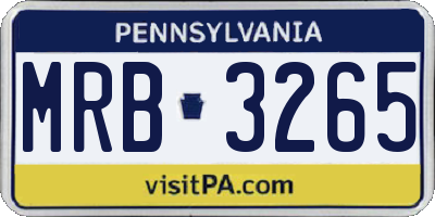 PA license plate MRB3265