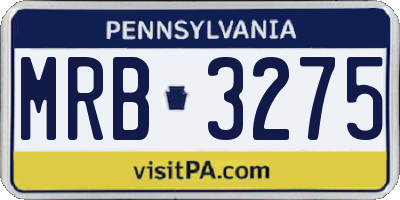 PA license plate MRB3275