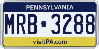 PA license plate MRB3288