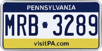 PA license plate MRB3289