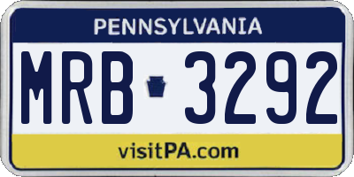 PA license plate MRB3292