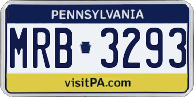 PA license plate MRB3293