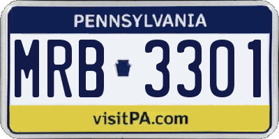 PA license plate MRB3301