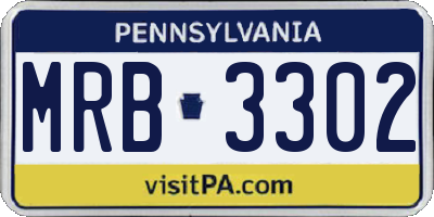 PA license plate MRB3302