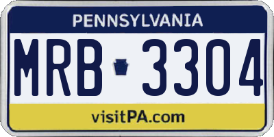 PA license plate MRB3304