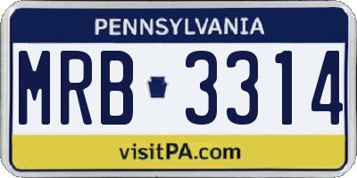 PA license plate MRB3314