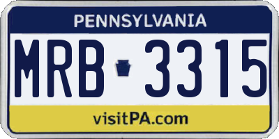 PA license plate MRB3315