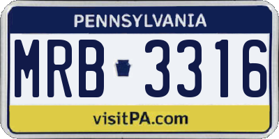 PA license plate MRB3316