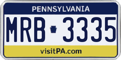 PA license plate MRB3335