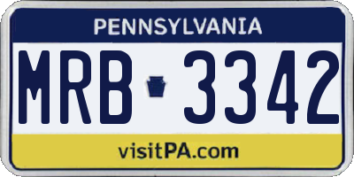 PA license plate MRB3342