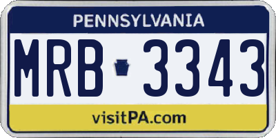 PA license plate MRB3343