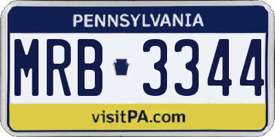 PA license plate MRB3344