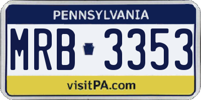 PA license plate MRB3353