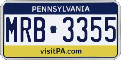 PA license plate MRB3355