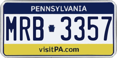 PA license plate MRB3357