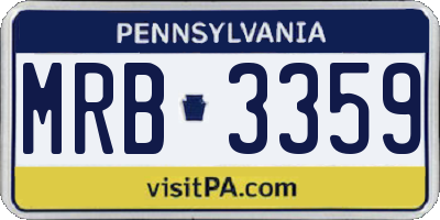 PA license plate MRB3359