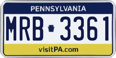 PA license plate MRB3361