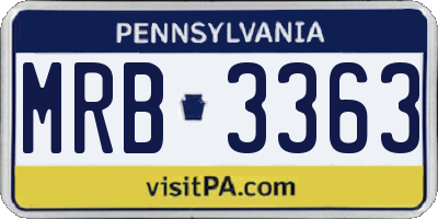 PA license plate MRB3363
