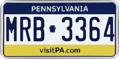 PA license plate MRB3364