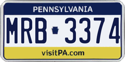 PA license plate MRB3374