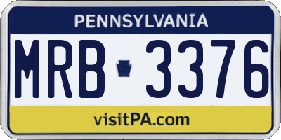 PA license plate MRB3376