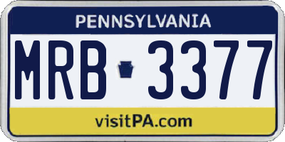 PA license plate MRB3377