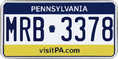 PA license plate MRB3378