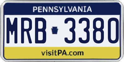 PA license plate MRB3380