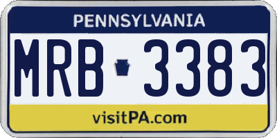 PA license plate MRB3383
