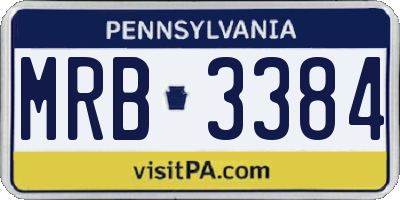 PA license plate MRB3384