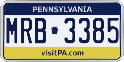 PA license plate MRB3385
