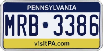 PA license plate MRB3386