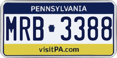 PA license plate MRB3388