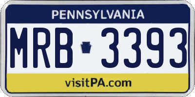 PA license plate MRB3393