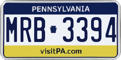 PA license plate MRB3394